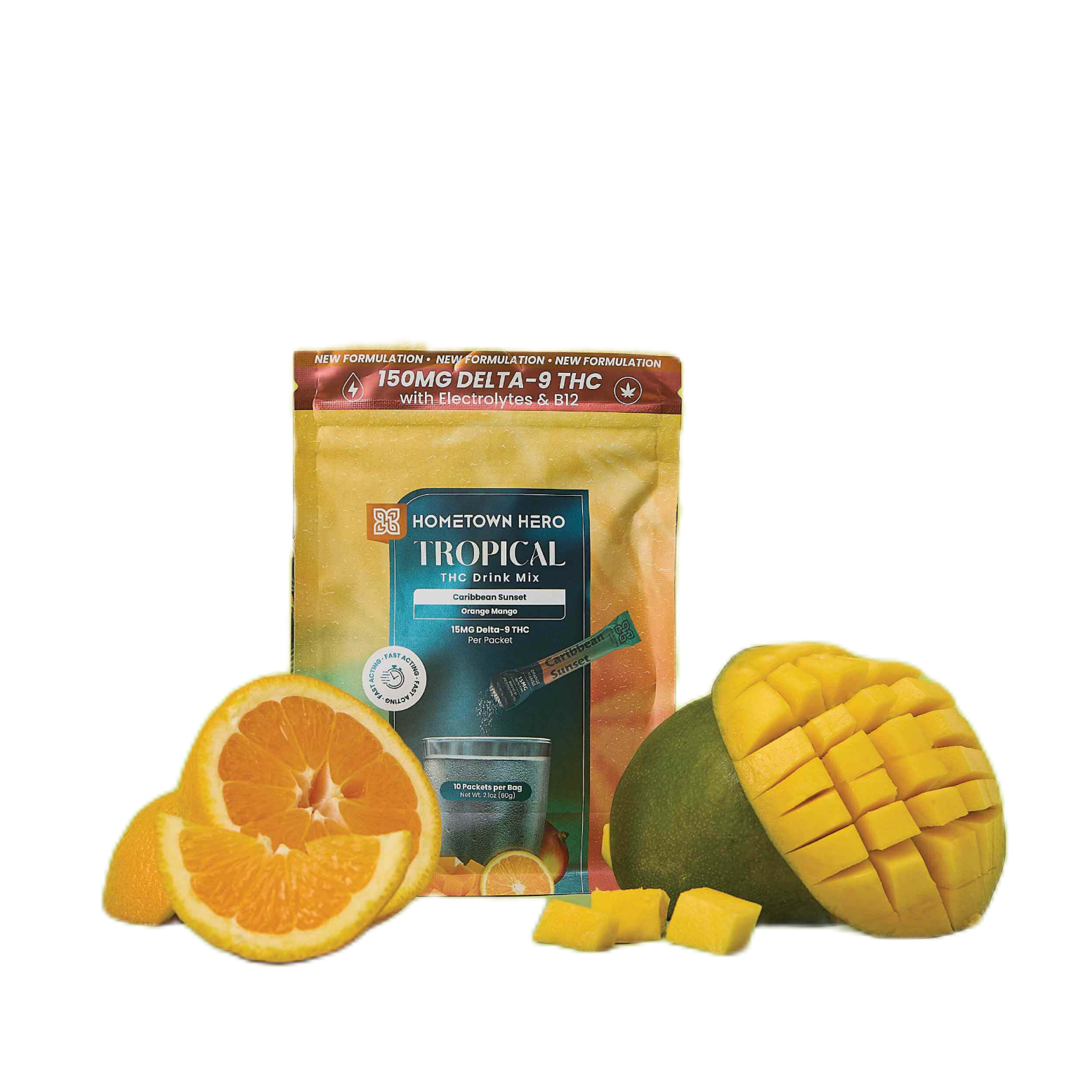 Hometown Hero THC Drink Mix(single packet) / Caribbean Sunset Orange Mango